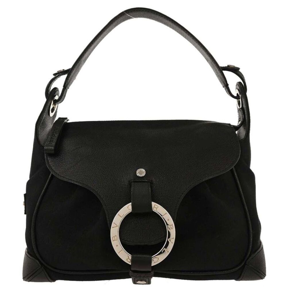 Bvlgari Logomania Canvas With Leather Black Leather Shoulder Bag Bag